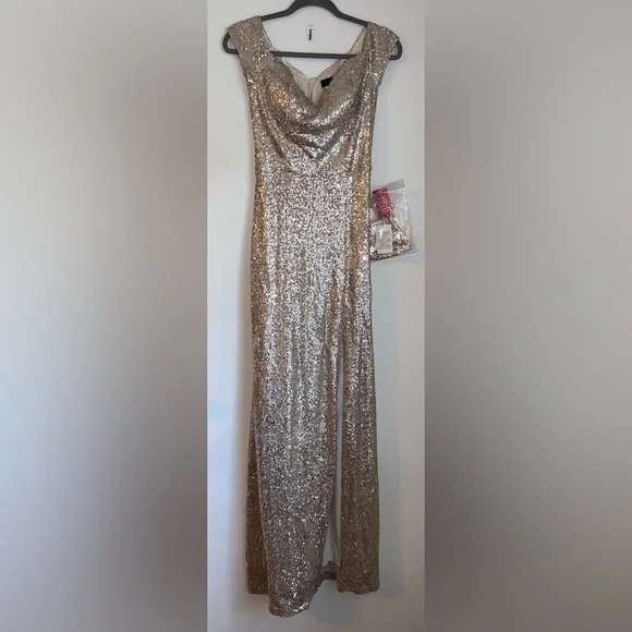 NWT! B. Smart Gold Sequin long formal dress size 7/8 - Picture 10 of 10
